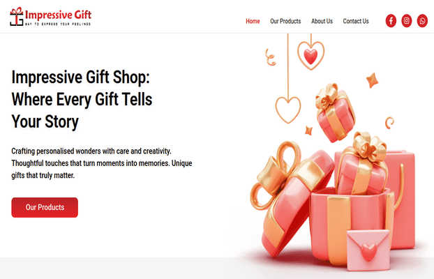 Screenshot of the Impressive Gift website